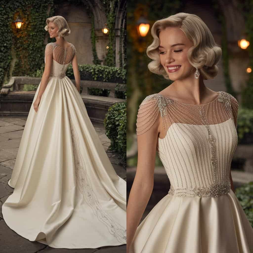 Audrey Hepburn's vintage wedding dress, epitomizing timeless style and grace