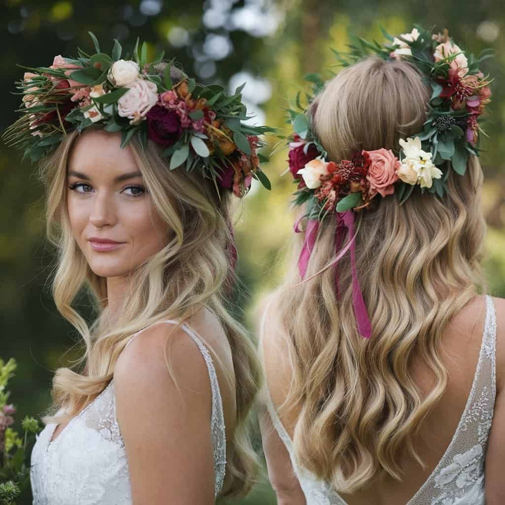 The back of a bride with loose waves, revealing the graceful cascade of hair that enhances her bridal look