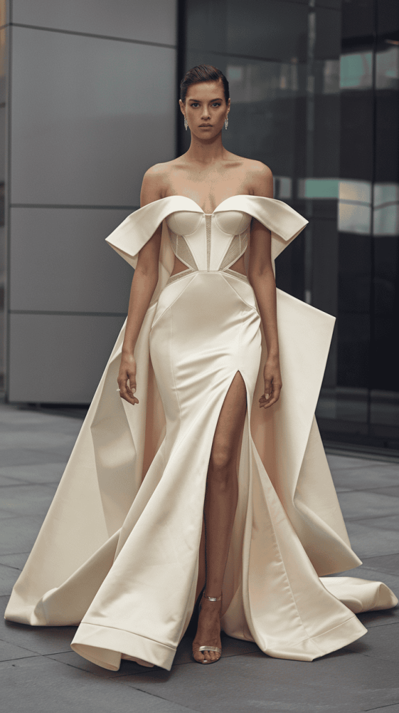 Chic minimalist dress with sleek high neckline and clean lines