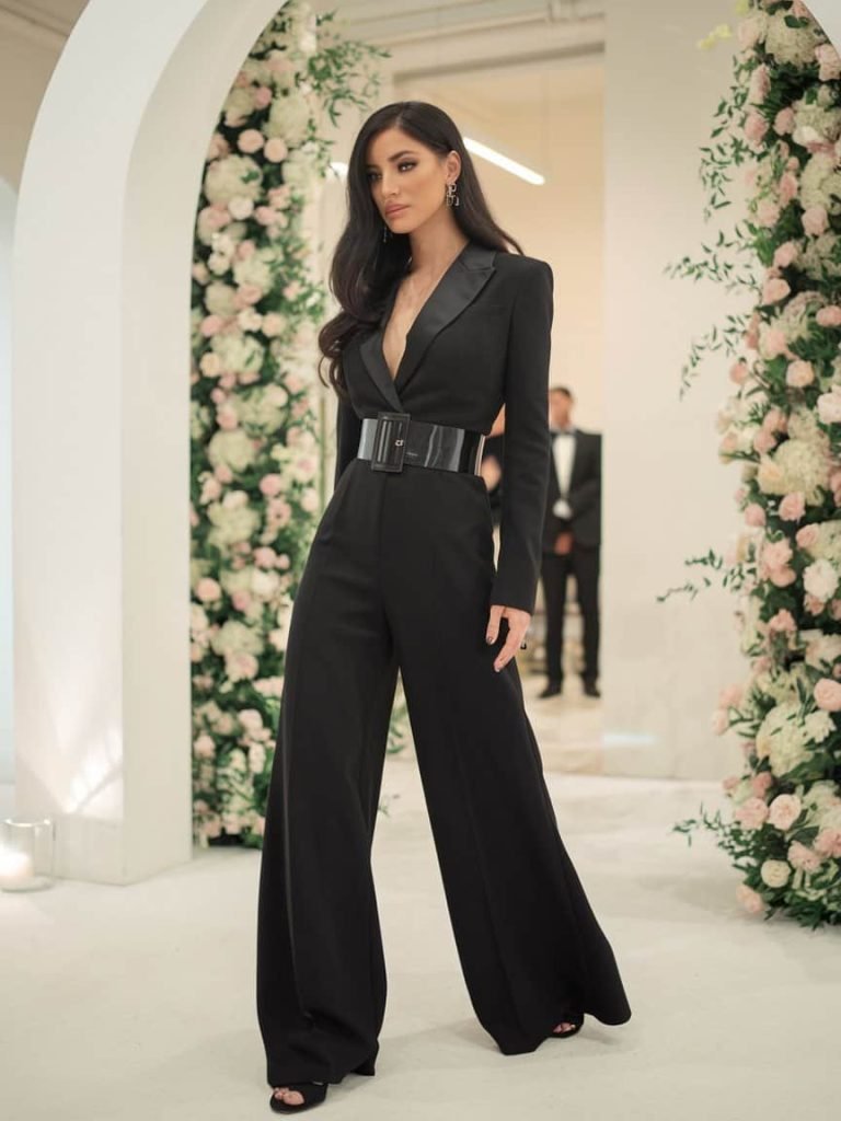 Black Tie Wedding Guest Dress alternative, stylish jumpsuit offers an elegant edge.
