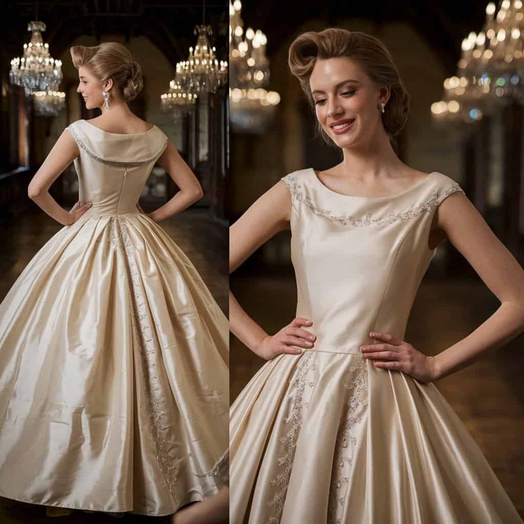 Vintage wedding dress reflecting Jackie Kennedy's classic and sophisticated style