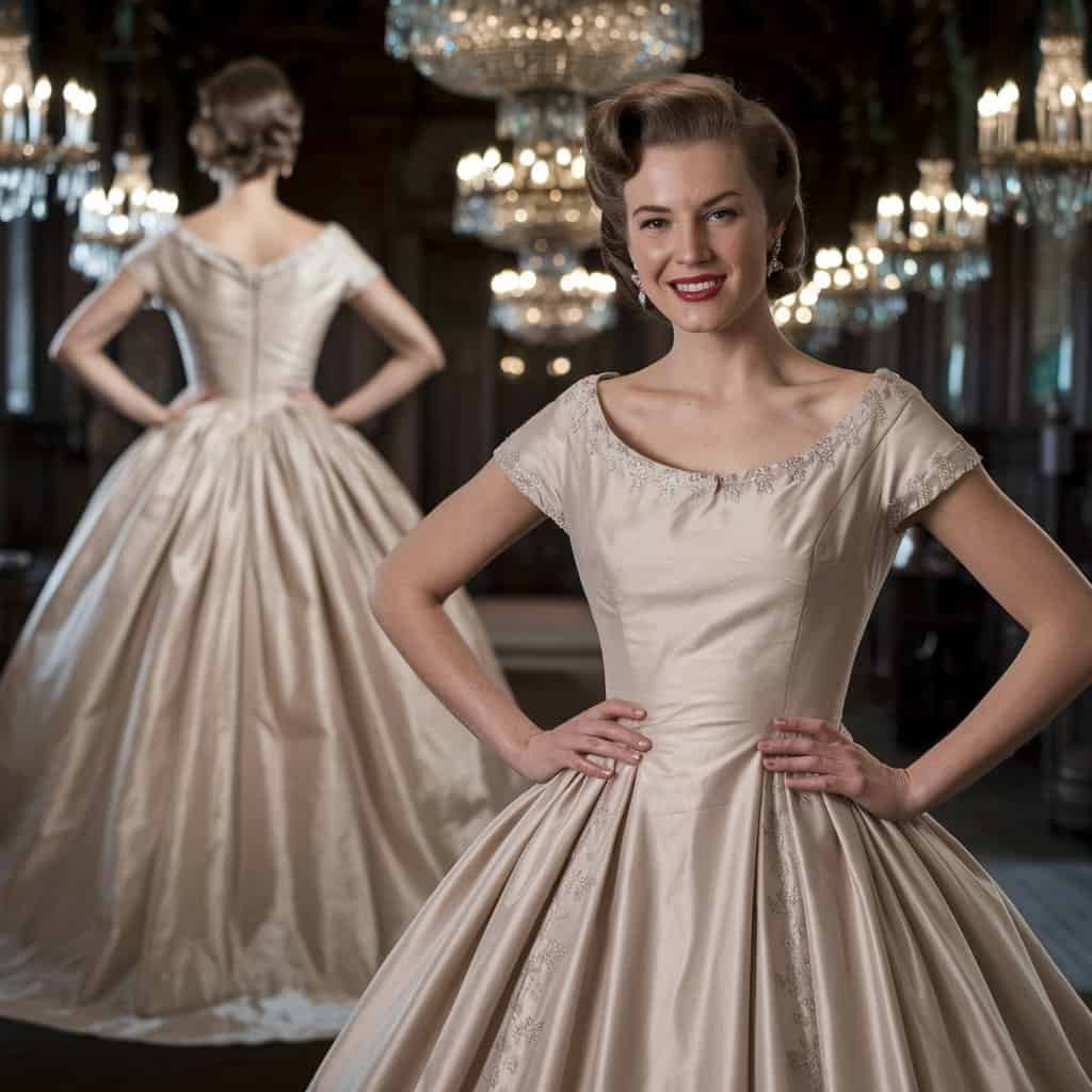 Sophisticated vintage wedding dress inspired by Jackie Kennedy's iconic style