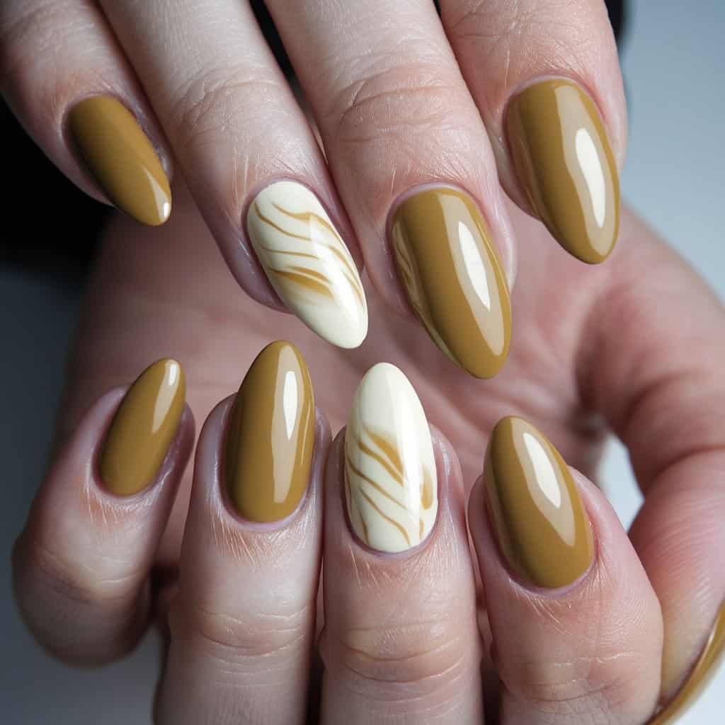 Elegant Sandy Tan Nude Nail design with a glossy finish that showcases its sun-kissed appeal
