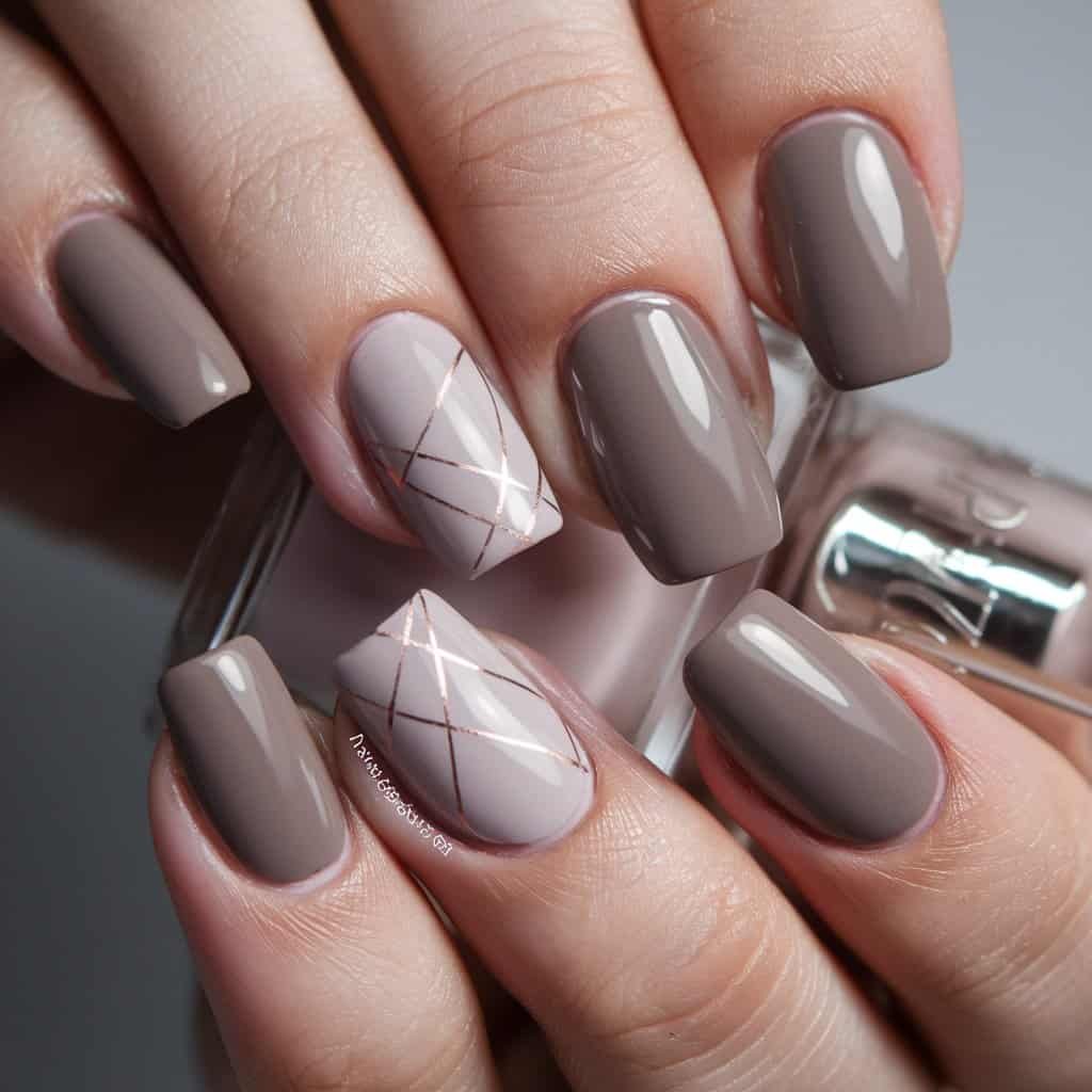 Chic Taupe Nude Nail manicure in a modern square shape, showcasing understated elegance