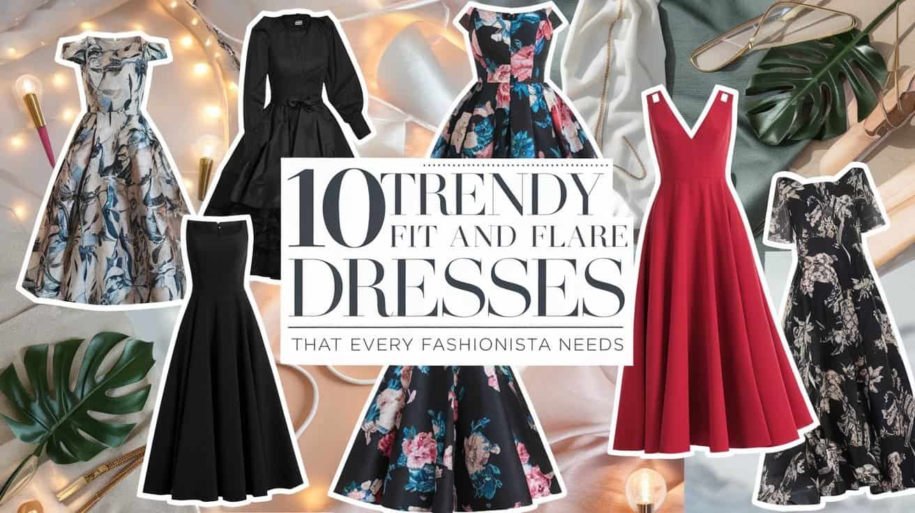 Sexy and confident woman in a figure-hugging fit and flare dress, highlighting the dress’s A-line shape and intricate design against a chic, glowing background
