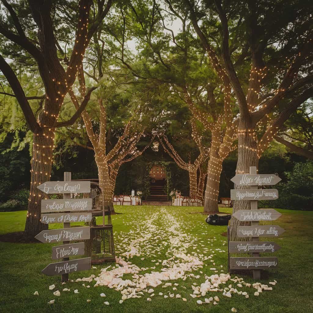 Collage of various wedding themes including rustic, boho, and vintage settings with elegant table setups and floral arrangements. Wedding decor checklist for every style.