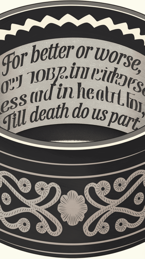 Stylish black wedding band featuring intricate custom engraving for a personalized touch.