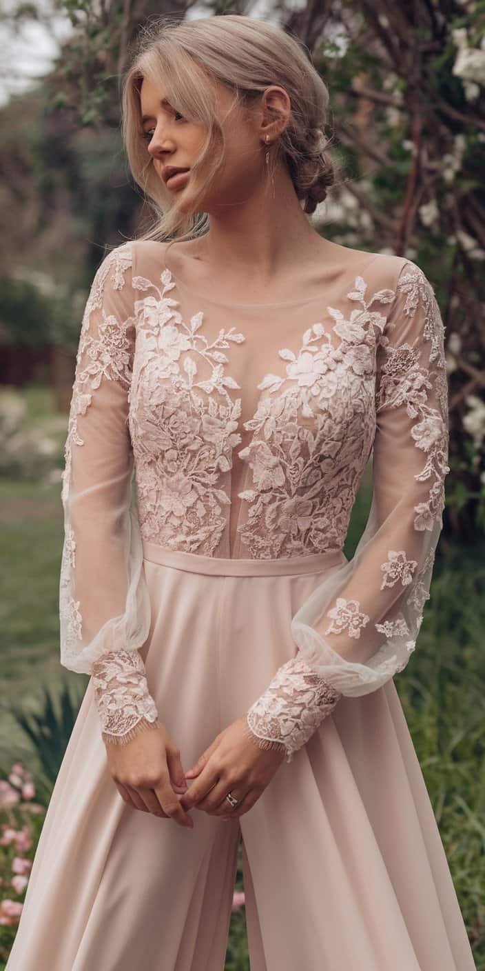 Romantic jumpsuit wedding dress with chiffon fabric and a relaxed fit for boho-inspired weddings
