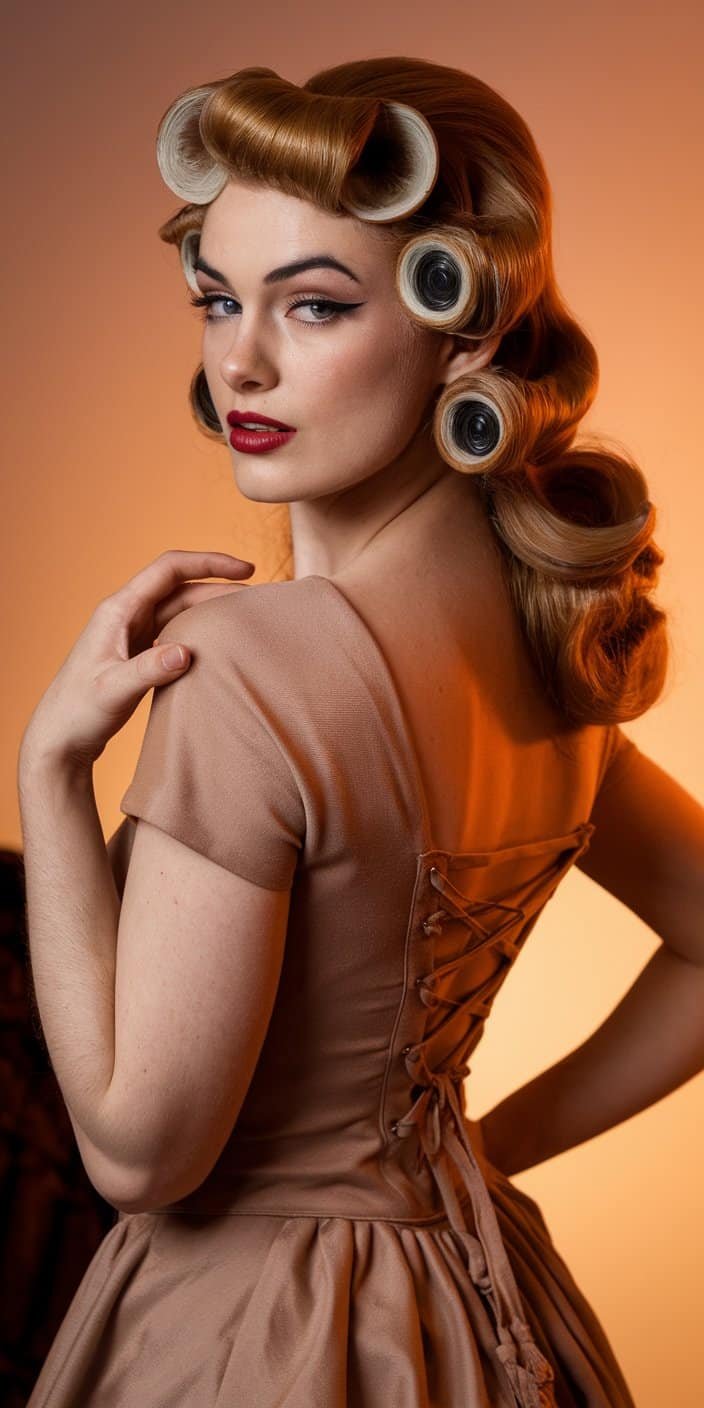 Bohemian Waves Side Profile: Side view of relaxed waves and braided details, perfect for wedding guest hairstyles.

