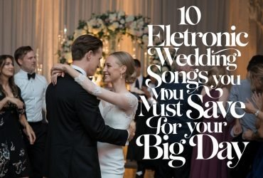Couple dancing in a glowing, festive setting while electronic wedding songs set the tone for a modern and unforgettable wedding celebration.