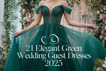 Elegant woman in a vibrant Green Wedding Guest Dress surrounded by lush garden scenery, perfect for any season.