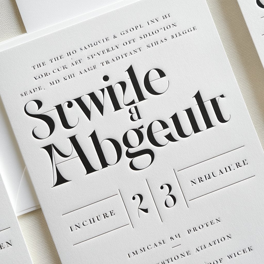 Traditional black and white wedding invitation using serif typography for a formal, sophisticated design.