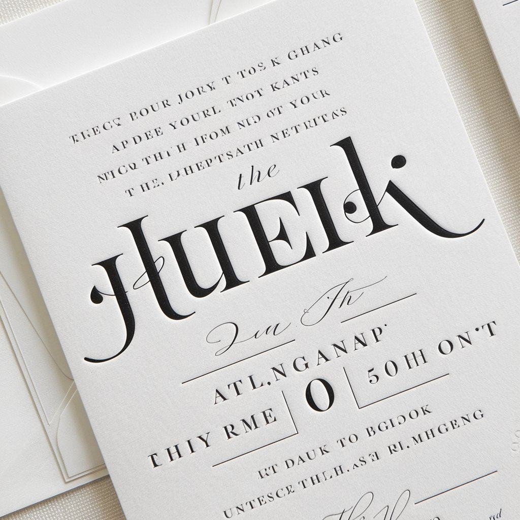Formal black and white wedding invitation with serif typefaces, offering clarity and traditional elegance.