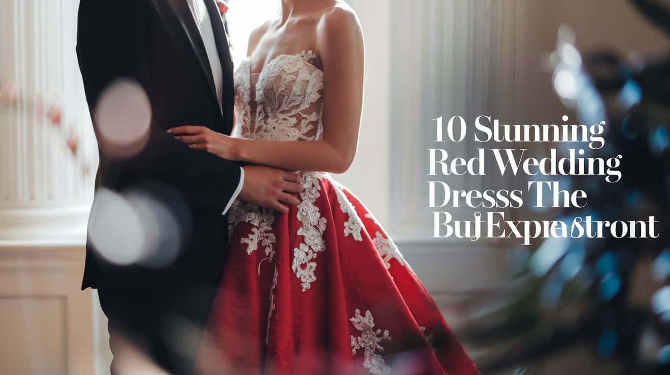Bride showcasing one of 10 stunning red wedding dresses that break tradition, featuring a bold crimson ball gown.
