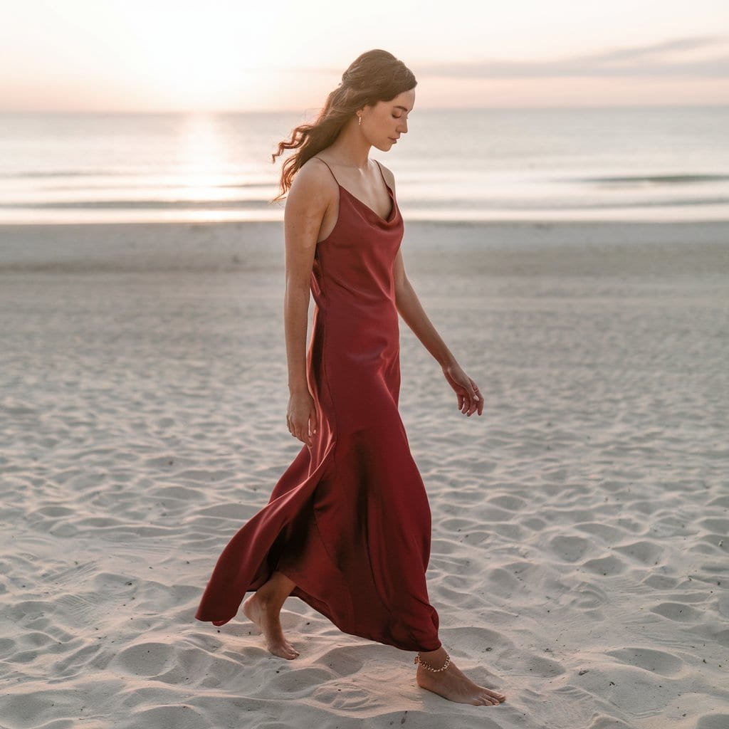 Modern Minimalist Red Slip Dress