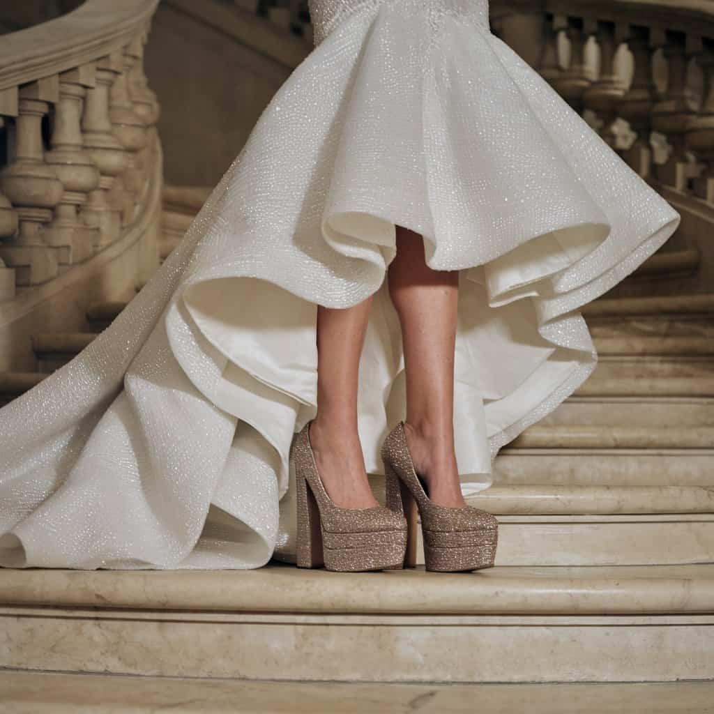 Close-up of Cushioned Platform Pumps with a balanced heel – Comfortable Wedding Shoes for long wear