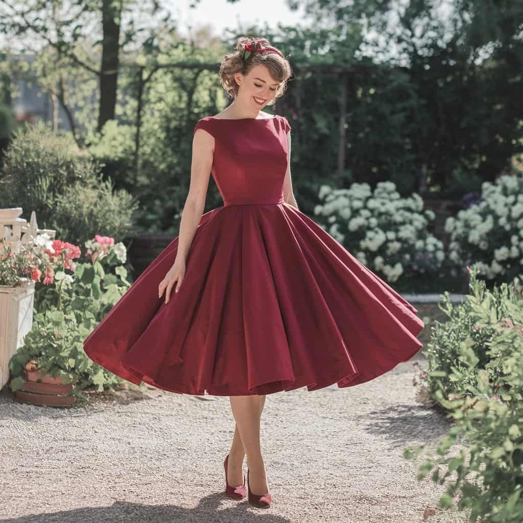 Short and flirty red wedding dress in tea-length, a fun option for modern brides.