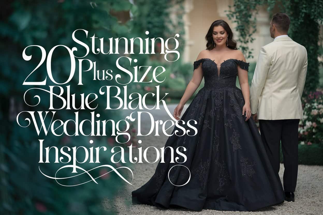 Elegant plus size black wedding dress with intricate lace details and flattering silhouette