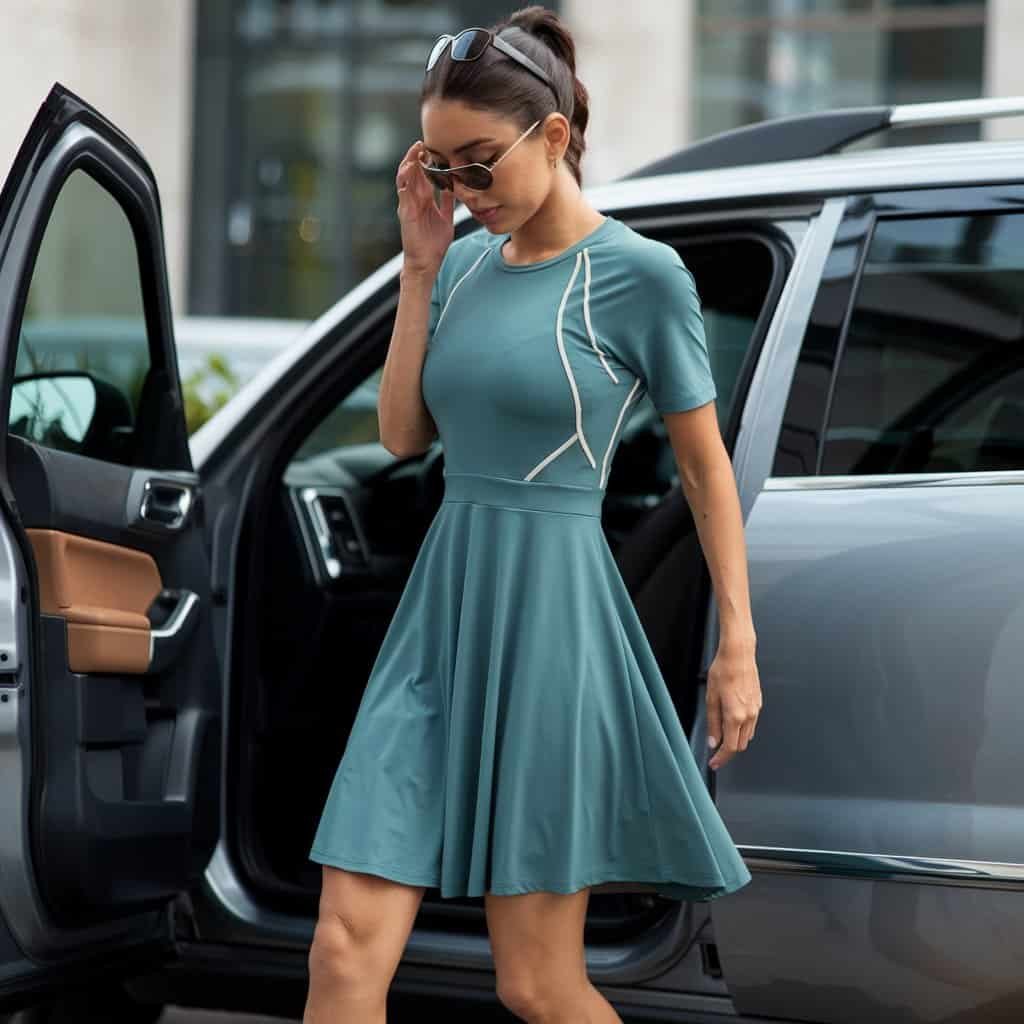 Breathable Sporty Midi Flare Dress designed for comfort and versatility in daily wear.
