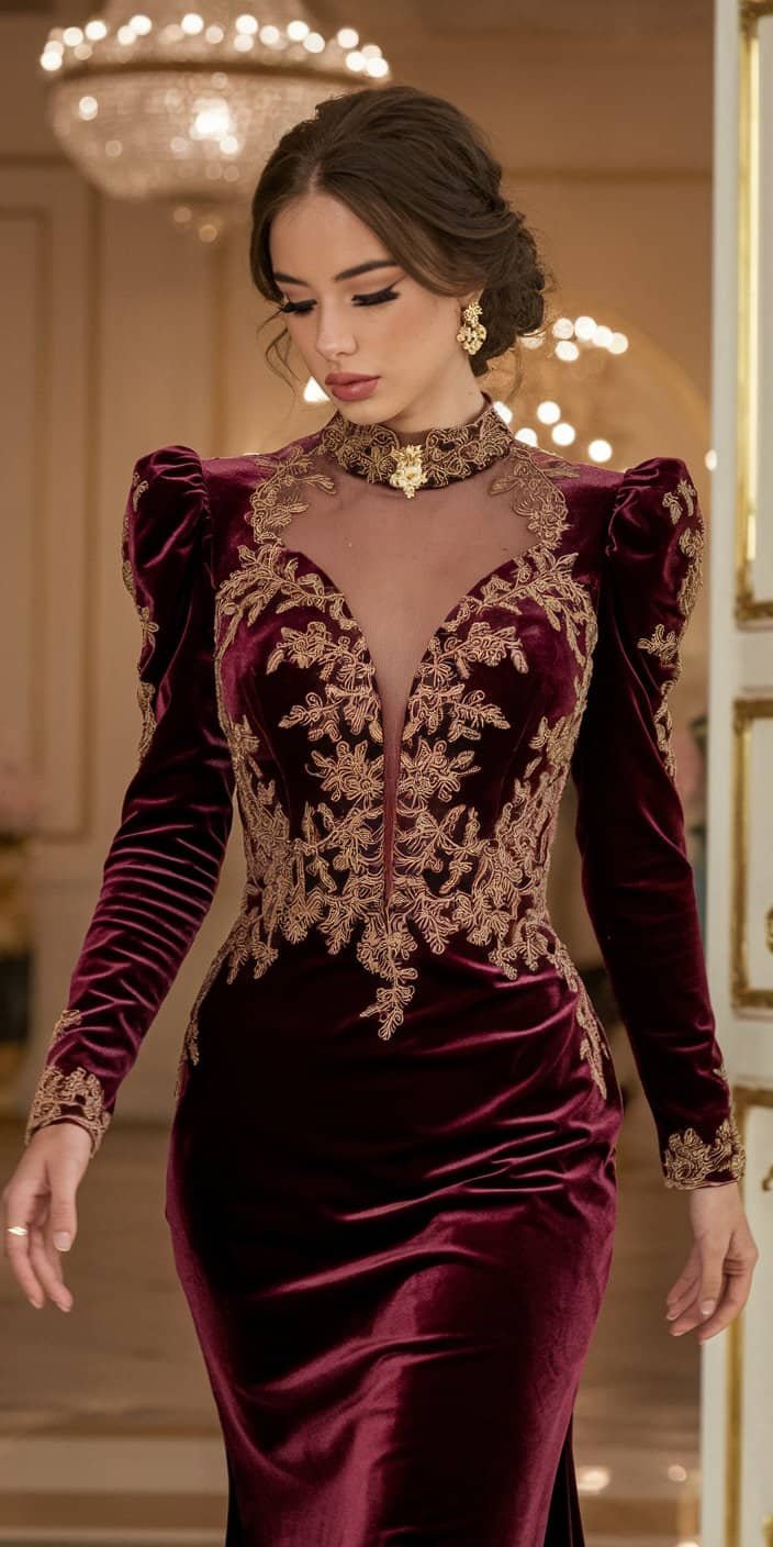 Luxurious velvet prom dress exuding opulence and high-end sophistication