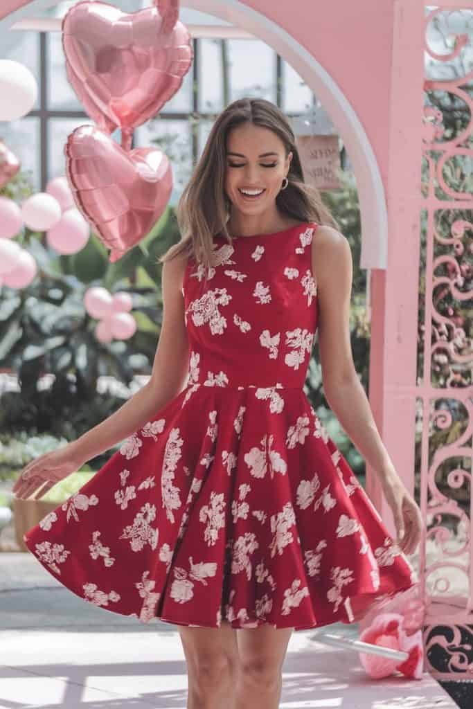 Sweet Valentine's Day dress: Floral print skater style with feminine flair for Valentine's celebration