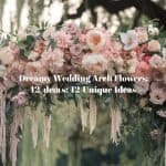 Wedding arch flowers featuring cascading peonies, roses, and greenery, creating a romantic and dreamy atmosphere for an outdoor wedding ceremony.