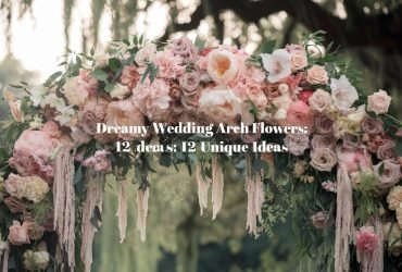 Wedding arch flowers featuring cascading peonies, roses, and greenery, creating a romantic and dreamy atmosphere for an outdoor wedding ceremony.