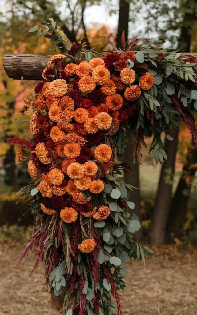 Vibrant Wedding Arch Flowers of sunflowers and lilies, ideal for rustic outdoor summer weddings with a bright, energetic ambiance.
