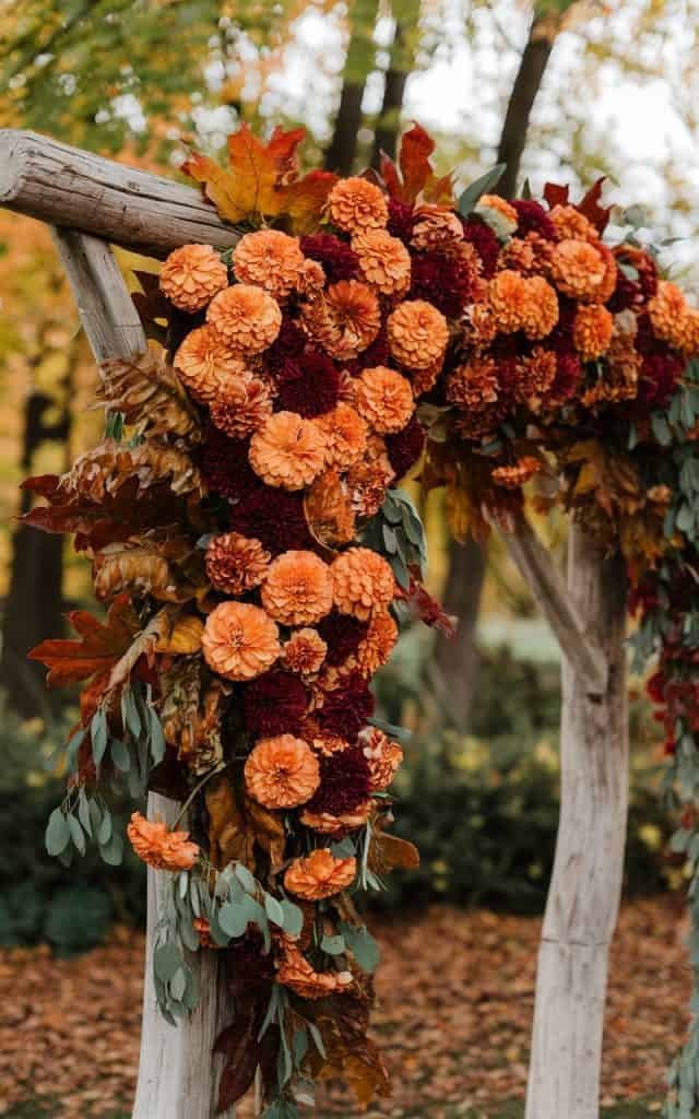 Summer wedding arch featuring vibrant sunflowers and lilies, creating a warm and inviting atmosphere for the couple's vows.
