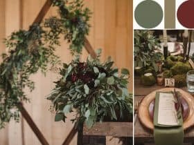 Sweetheart table arrangement in caramel and wheat hues, highlighting the soothing combination for earth tone wedding color ideas.