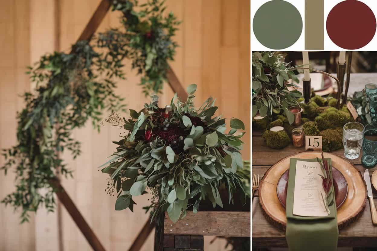 Sweetheart table arrangement in caramel and wheat hues, highlighting the soothing combination for earth tone wedding color ideas.