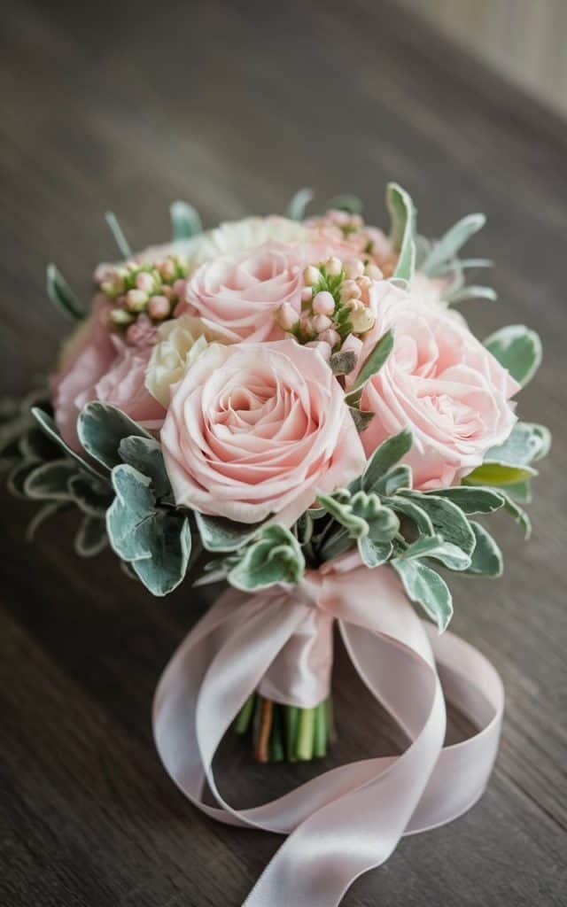 Personalized wedding flower gifts in small bouquets, ideal for giving to guests who helped celebrate your special day.
