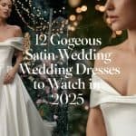 Luxurious Satin Wedding Dresses for Enchanting Ceremonies – A bride twirling in a flowing satin gown, illuminated by soft evening lights.
