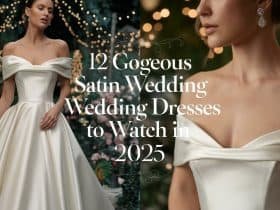Luxurious Satin Wedding Dresses for Enchanting Ceremonies – A bride twirling in a flowing satin gown, illuminated by soft evening lights.