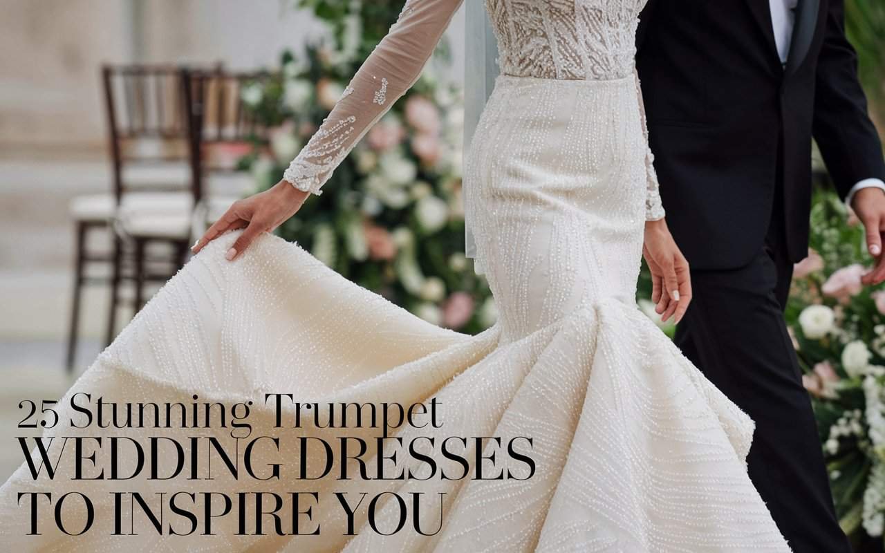 Timeless silk trumpet wedding dress featuring a smooth, lustrous fabric and graceful flare, perfect among sophisticated trumpet wedding dresses.