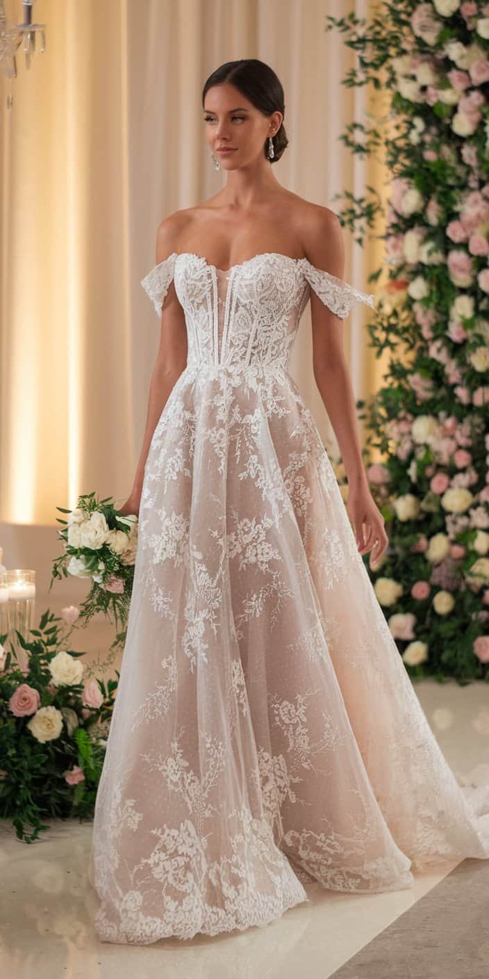 Luxurious silk trumpet wedding dress with a sleek silhouette and soft, flowing skirt, ideal for brides seeking modern trumpet wedding dresses